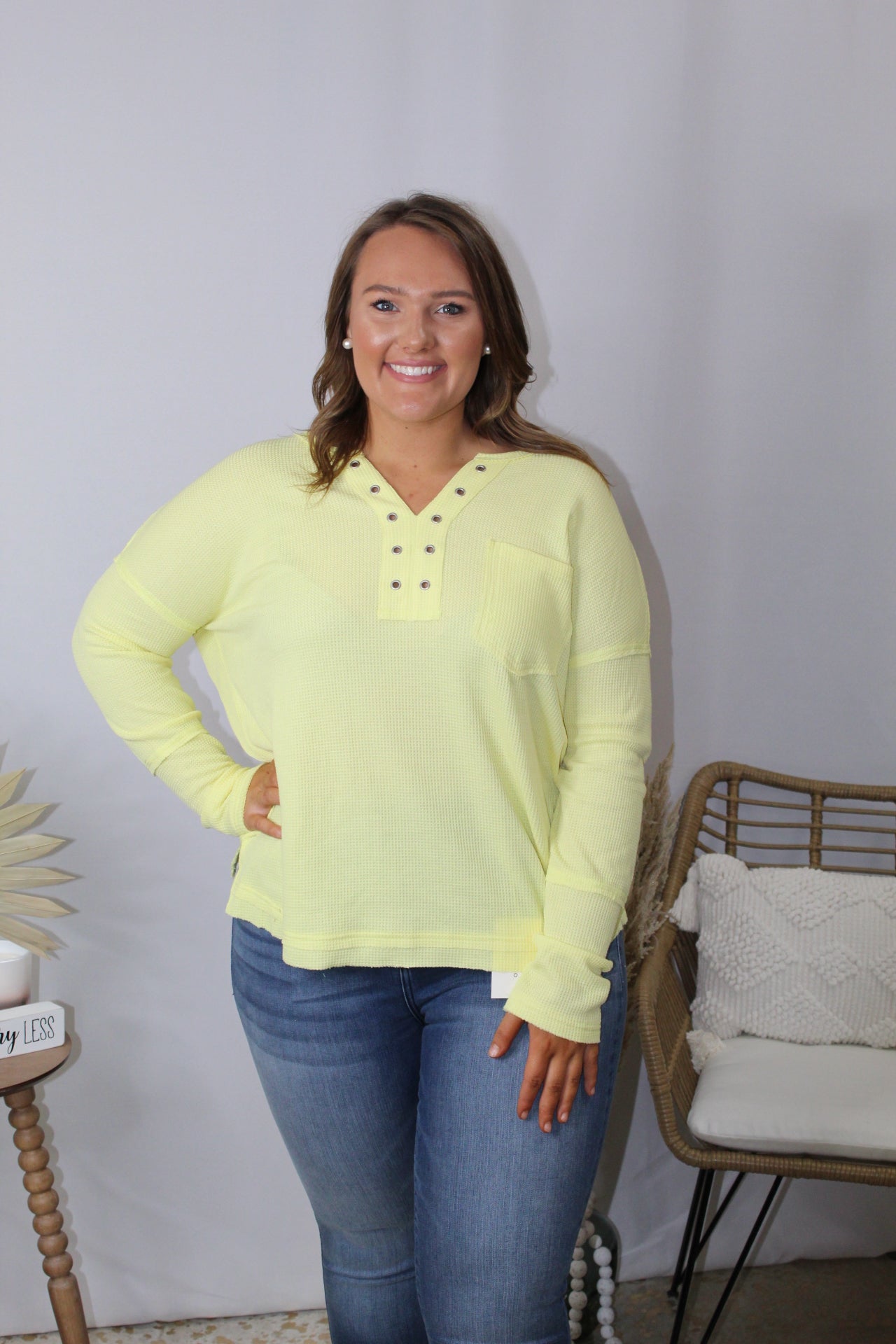 Yellow Knitted Long Sleeve Top