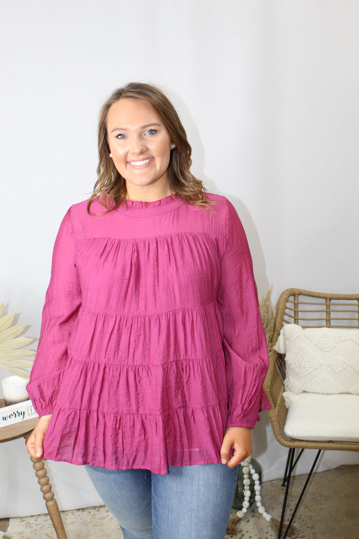Magenta ruffle top