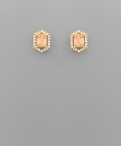 Pave Hexagon Glass Studs