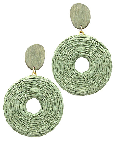Raffia & Wood Dangle Earrings