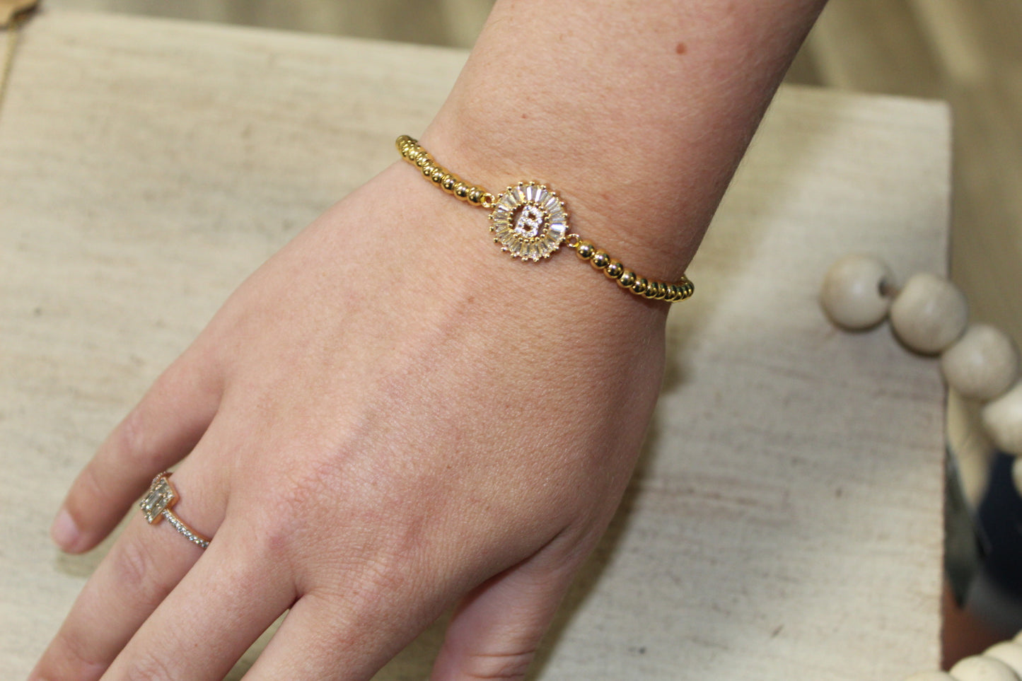 Diamond Embellishment Initial Bracelet