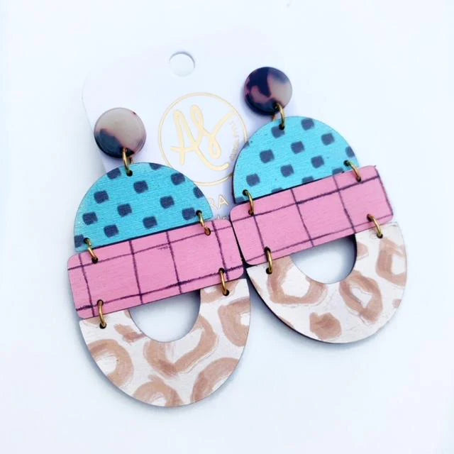 Tan Leopard/Mixed Print Earrings