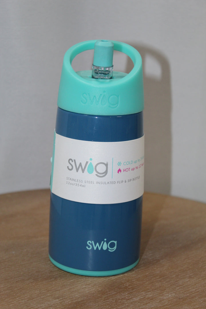 Blue Kids Flip Up Straw Tumbler