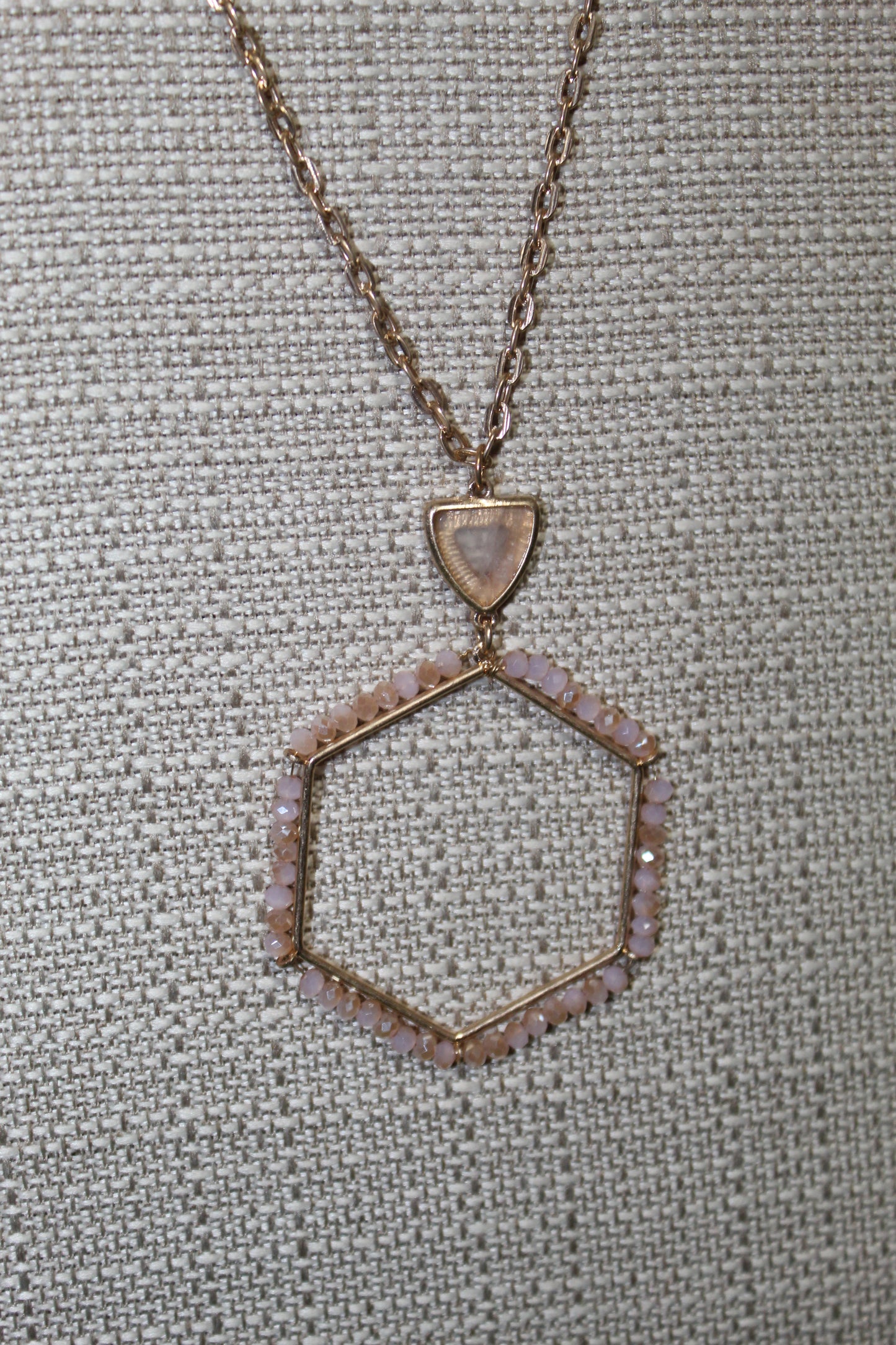 Gold Beaded Hexagon Necklace