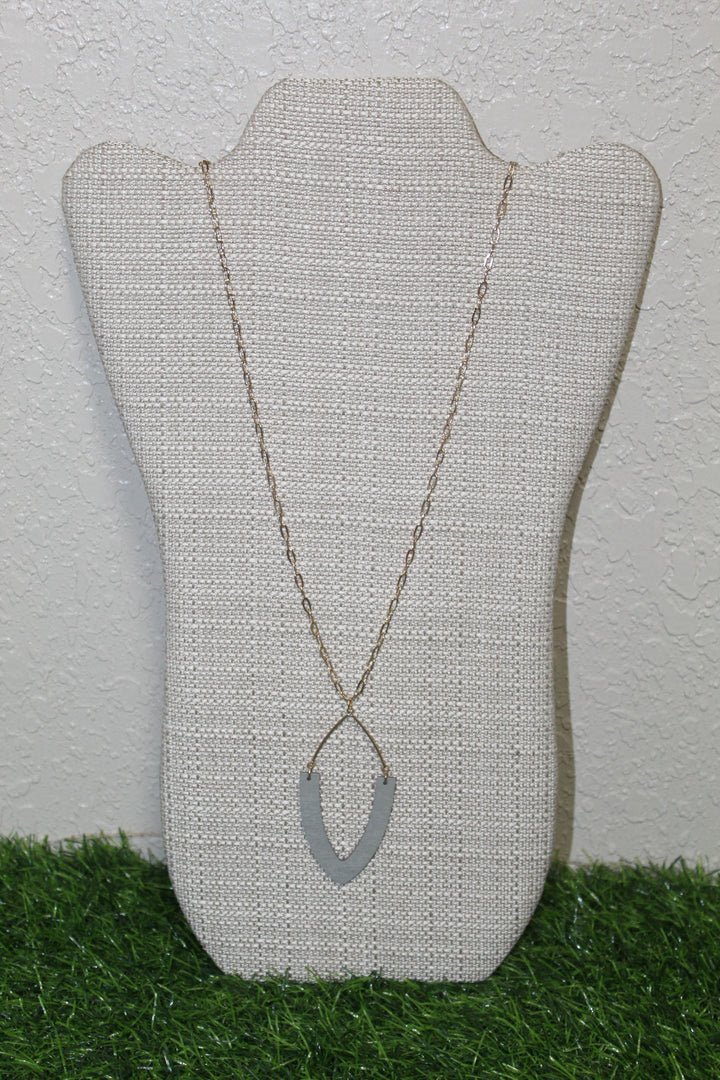 Pointed Wood Tear Drop Necklace
