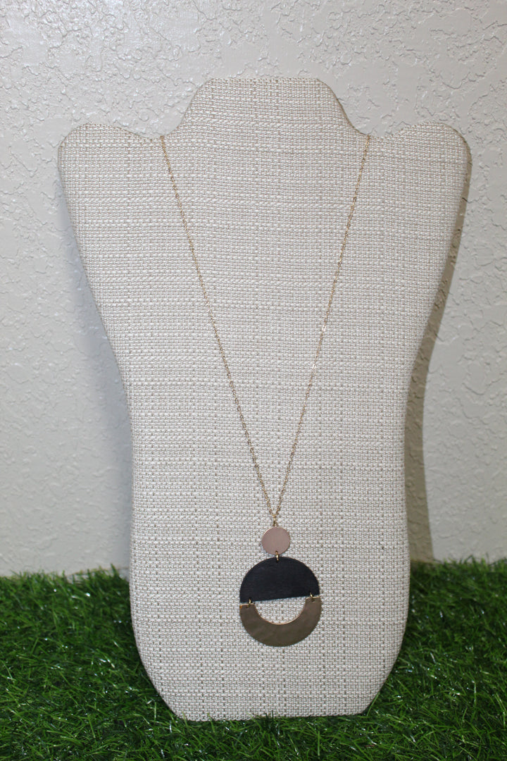 Painted Wood & Gold Necklace