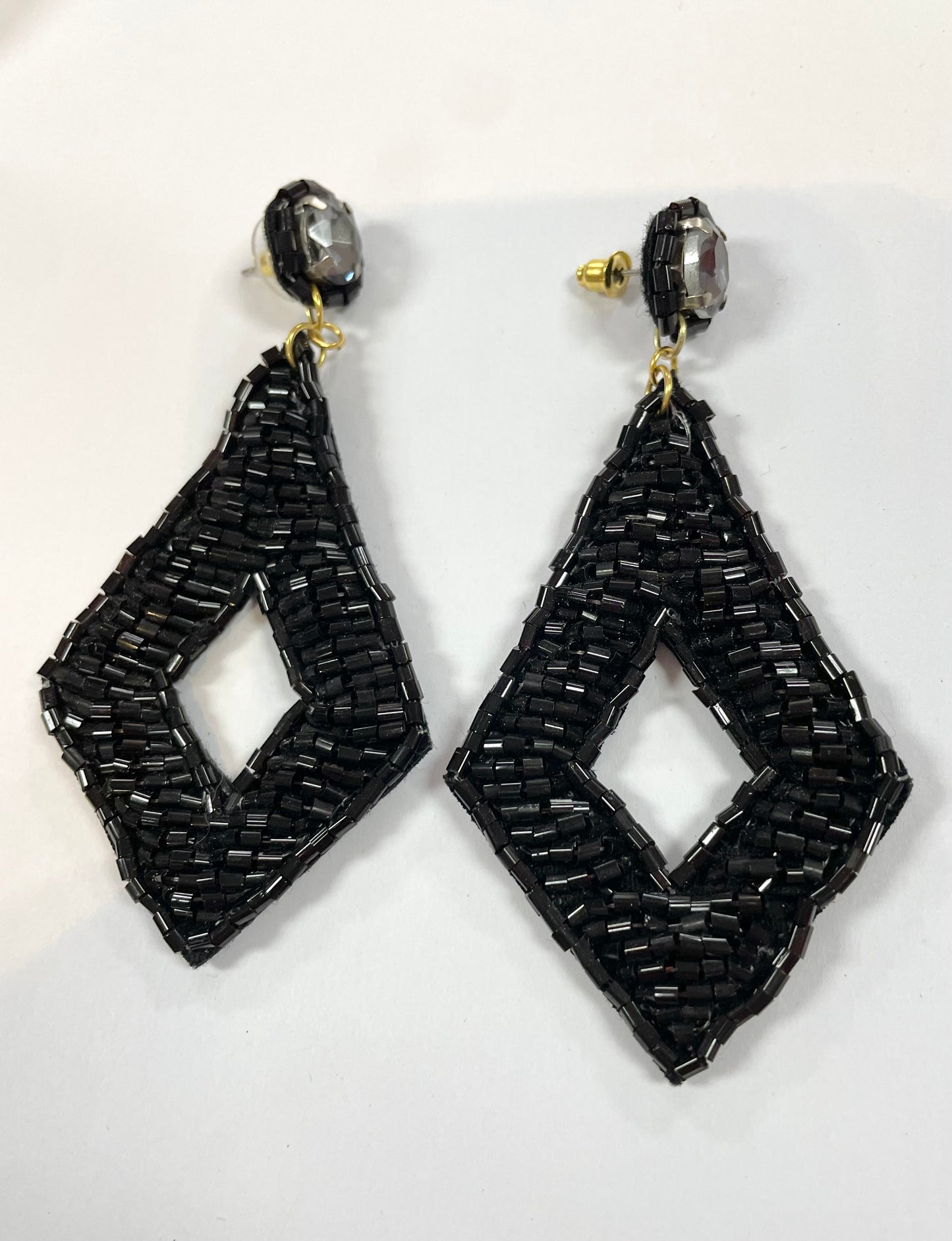 Diamond Seed Bead Post Earring