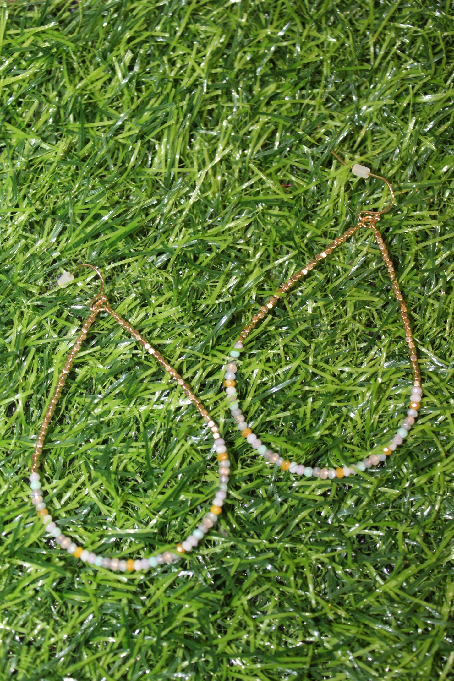 Light Multi Beaded Teardrop Earrings