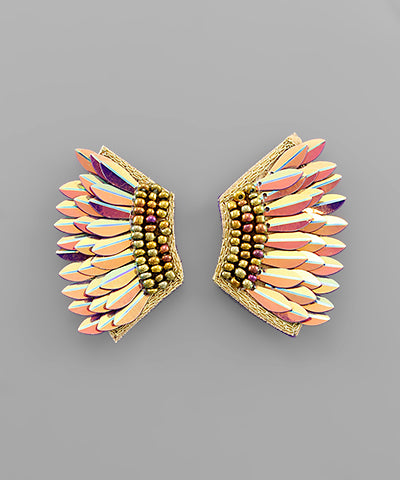 Seed Bead & Wing Earrings