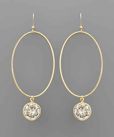 Jewel Dangle Oval Earrings