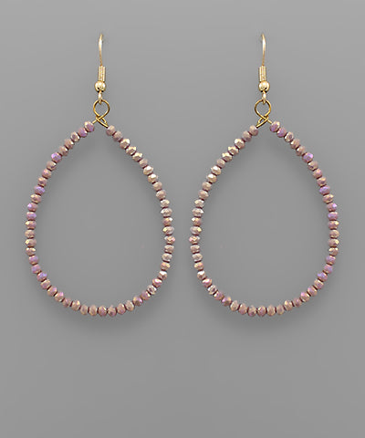 Lavender Bead Teardrop Earrings