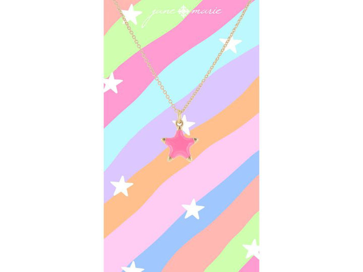Pink Enamel Star Necklace