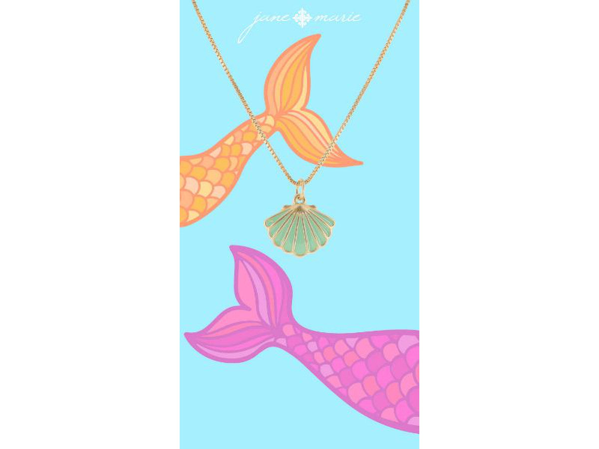 Mint Enamel Shell Necklace