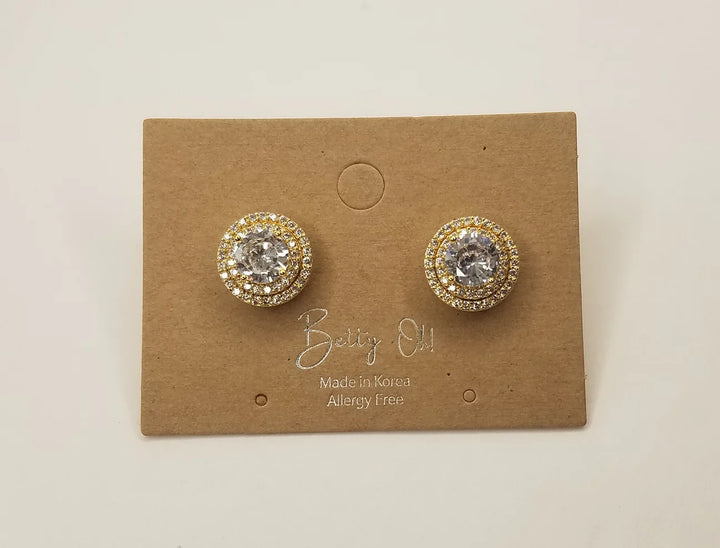 Double Halo Diamond Stud Earrings