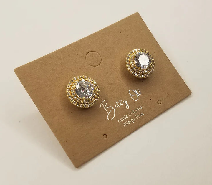 Double Halo Diamond Stud Earrings