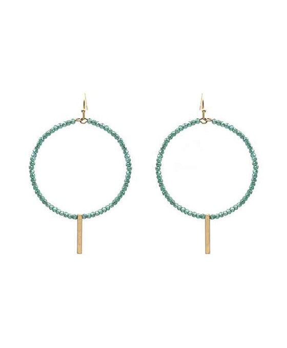 Glass Bead w/ Metal Bar Earring