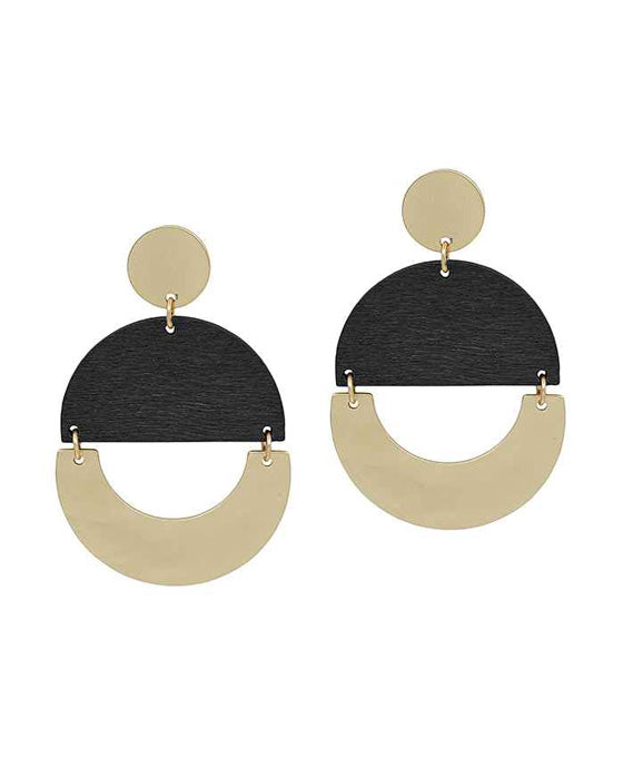 Wood & Metal Post Earring