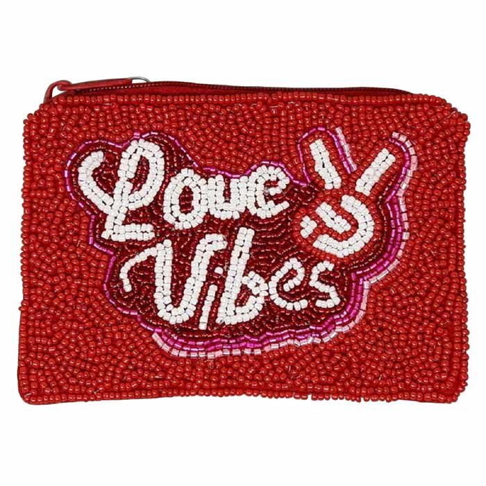 Love Vibes Beaded Coin Purse