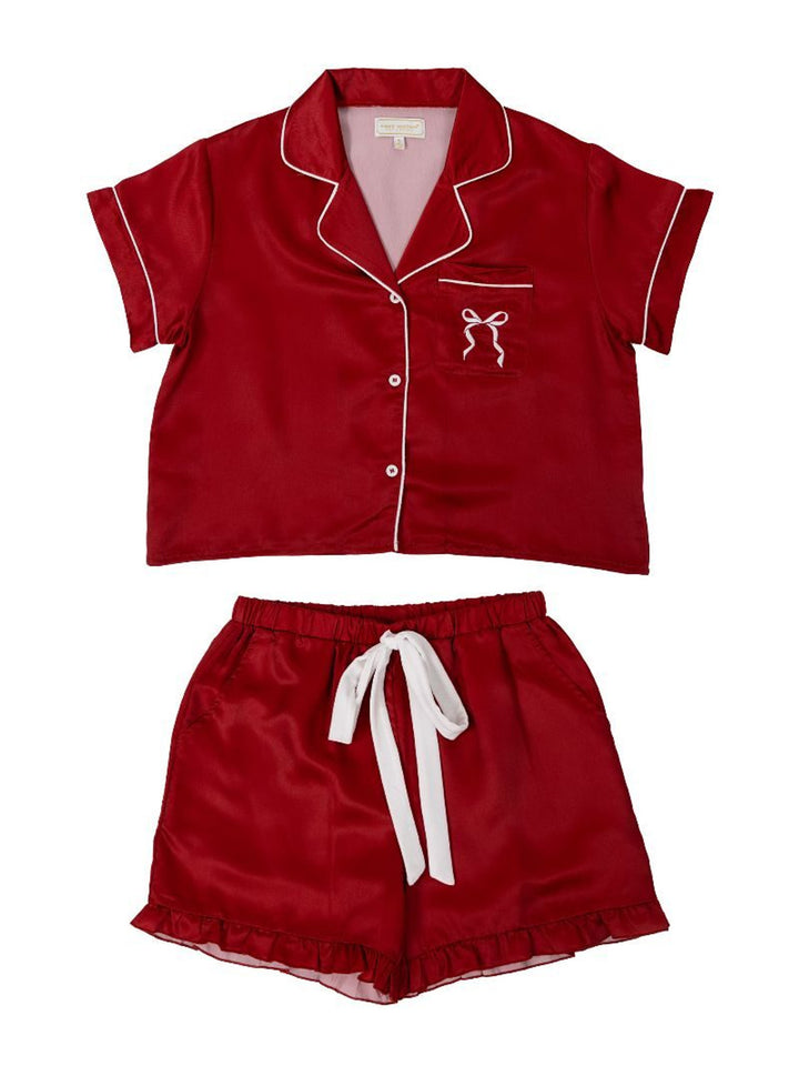 Satin Red Bow Pajamas