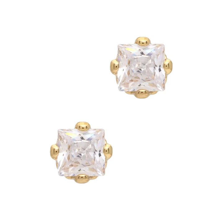 3mm Square Crystal Stud Earrings