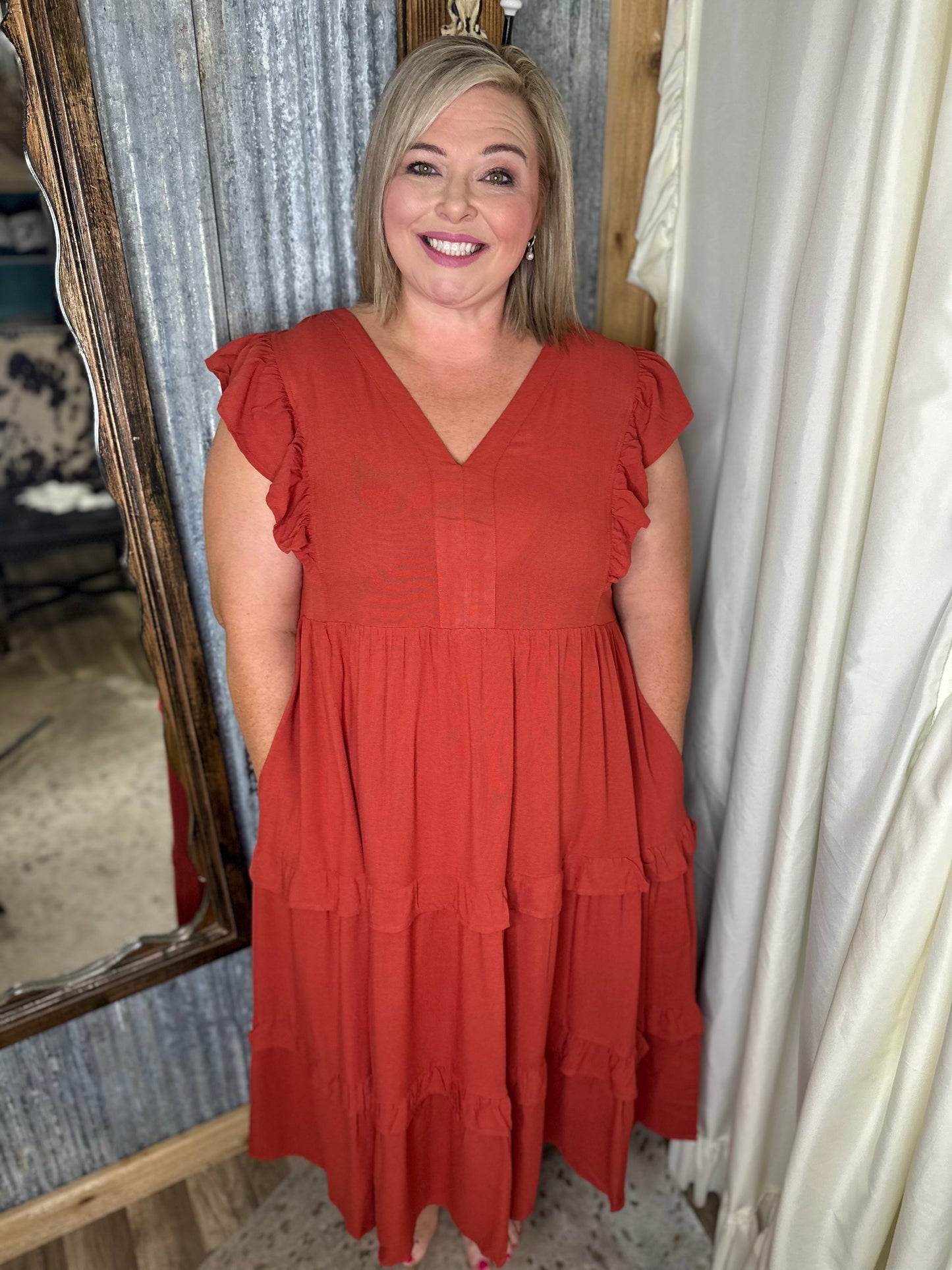 Slowing Down Midi Dress - Curvy