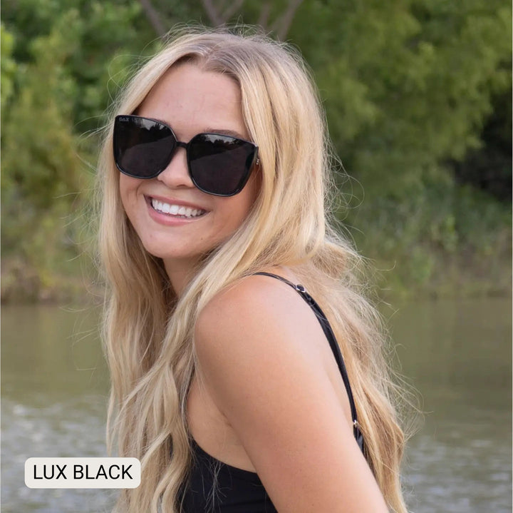 Lux - Women's Polarized Oversized Cat Eye Sunglasses | Black