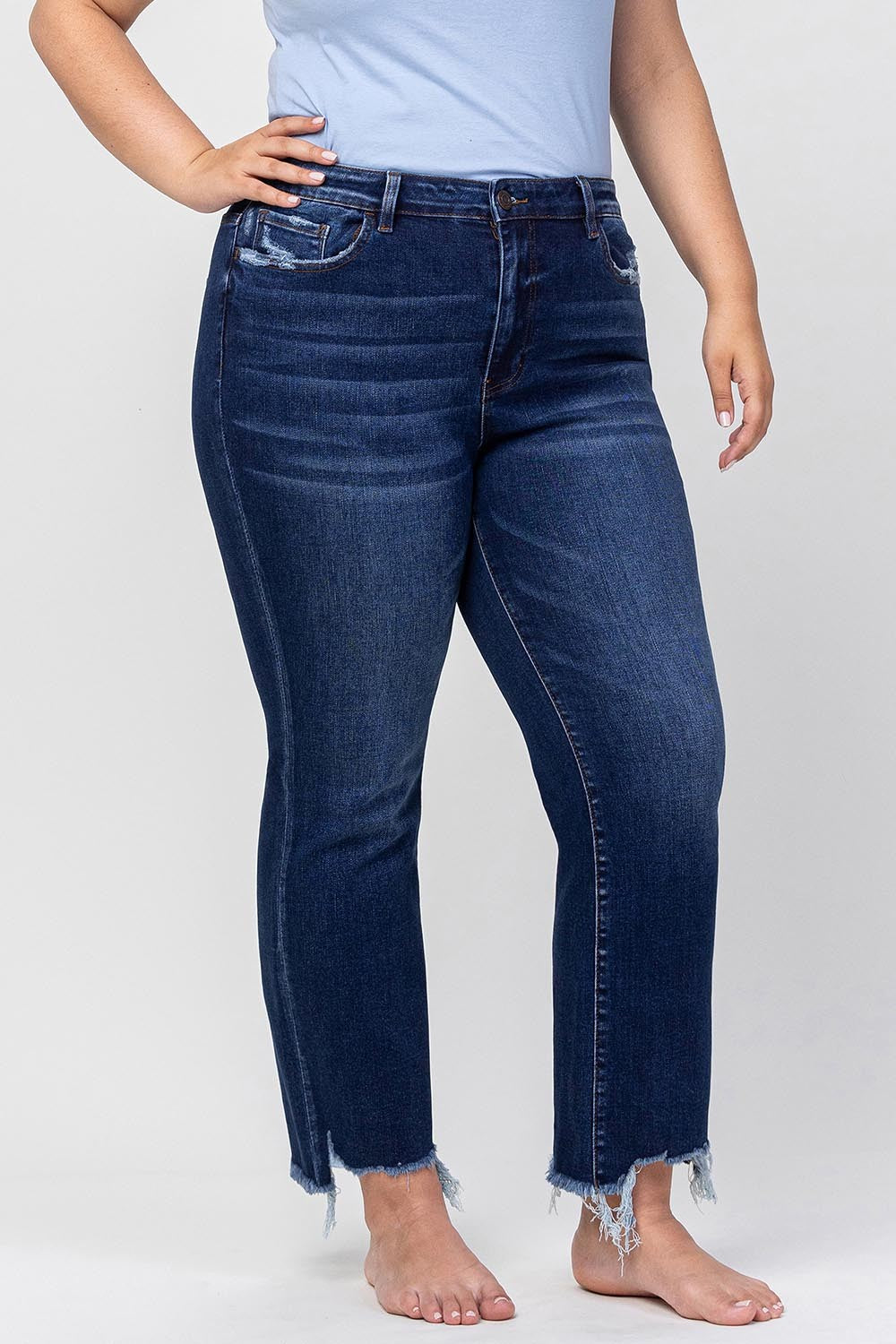 PLUS SIZE HIGH RISE DISTRESSED HEM KICK FLARE – Uniquely Southern ...
