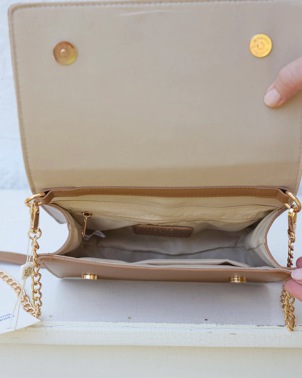 Cecilia Circle Logo Handbag|Woven Tan
