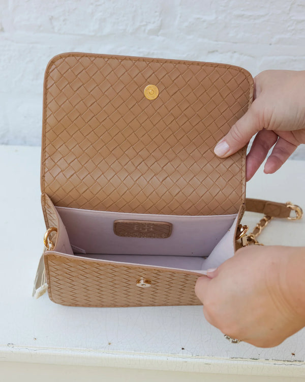 Evelyn Crossbody|Woven Tan