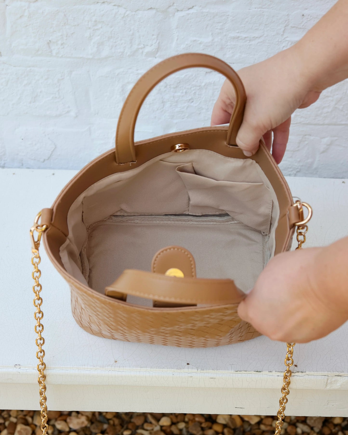 Maren Mini Tote|Woven Tan