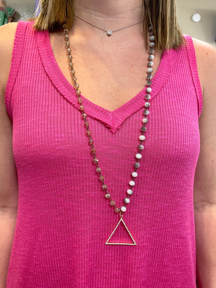 Crystal Bermuda Triangle Beaded Necklace