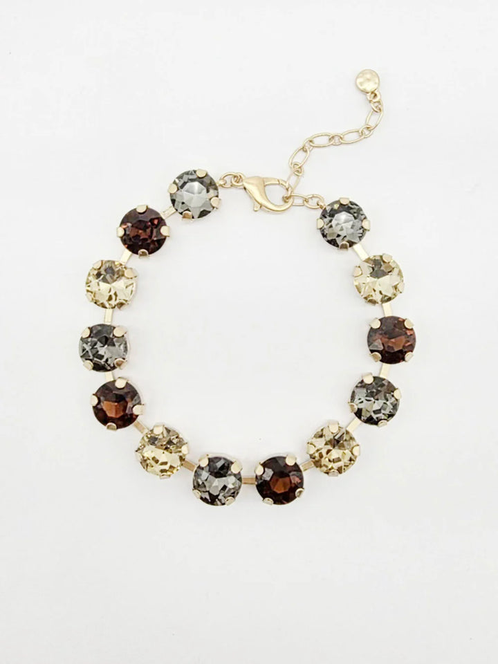 Black Diamond Multi Square Stone with Gold Hinged 7.25" Bracelet