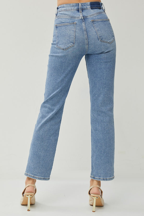 Light High Rise Crossover Straight Jeans