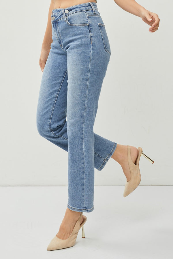 Light High Rise Crossover Straight Jeans