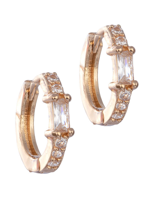 GOLD CRSTAL FOCAL HOOP EARRINGS