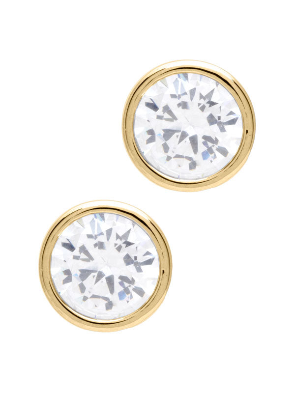 GOLD ROUND CRYSTAL STUD EARRINGS