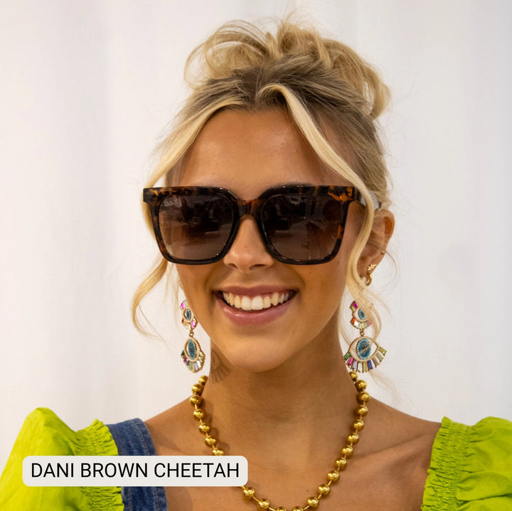 Dani- Women’S Square Sunglasses – Oversized| Brown Cheetah