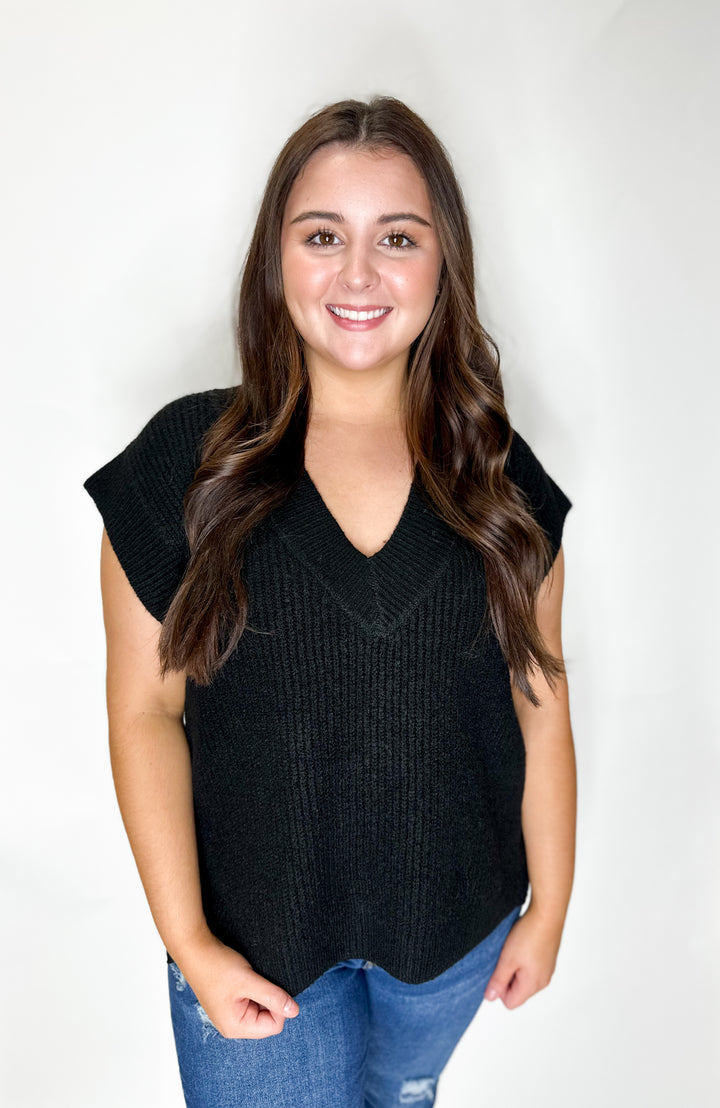 Oversize Sweater Vest - Black