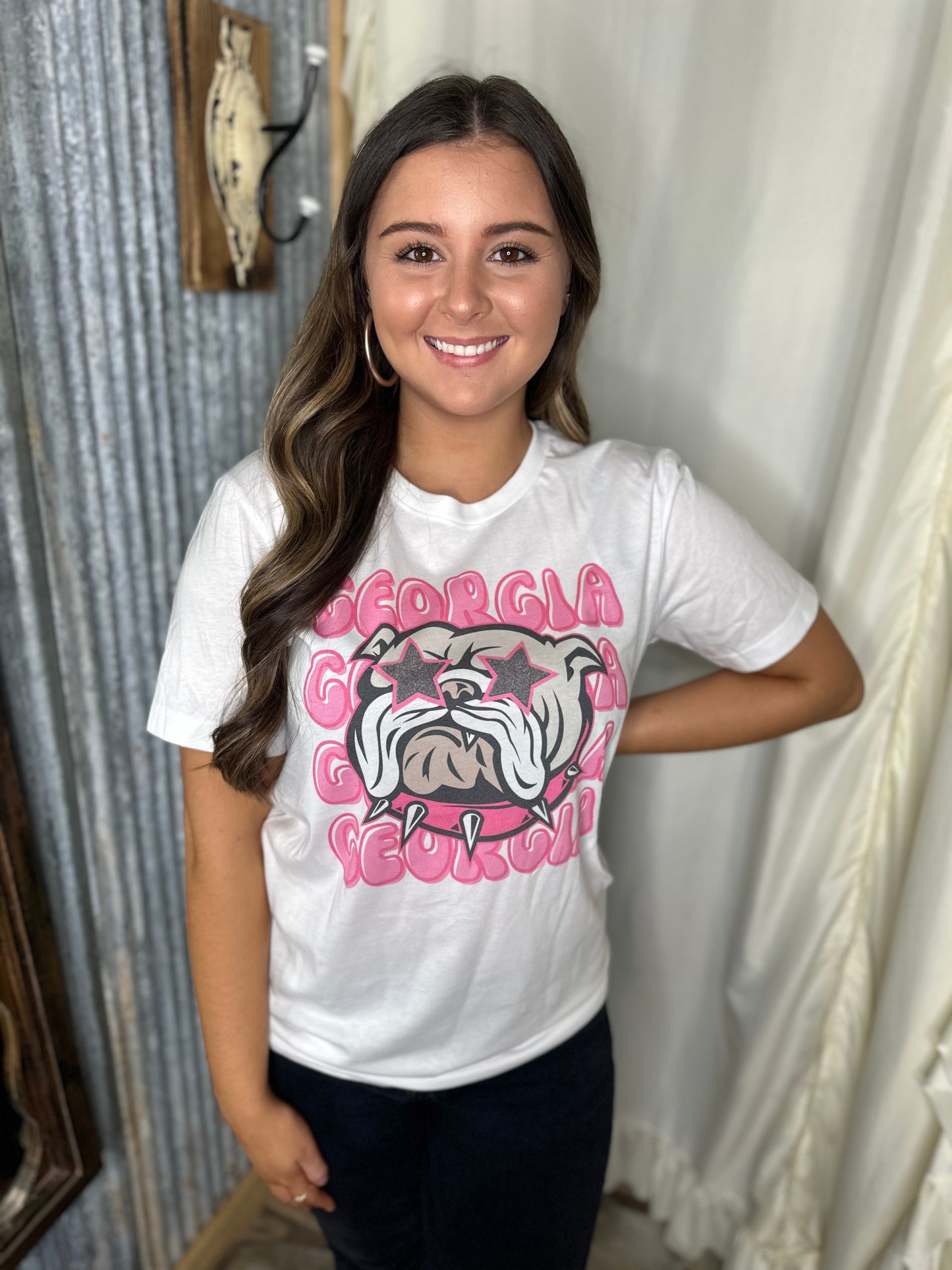 Pink Georgia Bulldog Tee