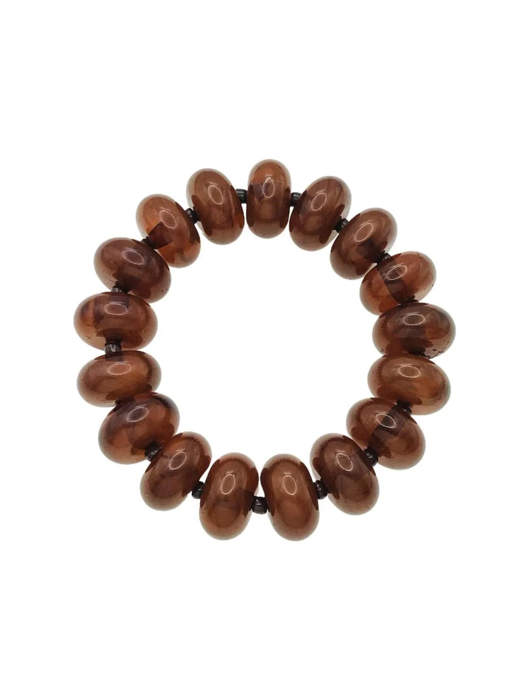 Brown Acrylic Oval Beaded Stretch Bracelet