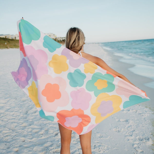 Groovy Flower Microfiber Reversible Beach Towel