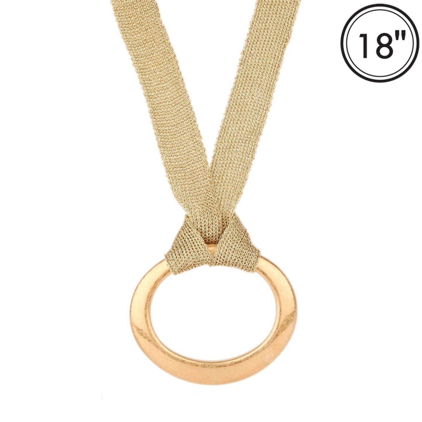 Gold Stretch Strap with Open Oval Charm Necklace