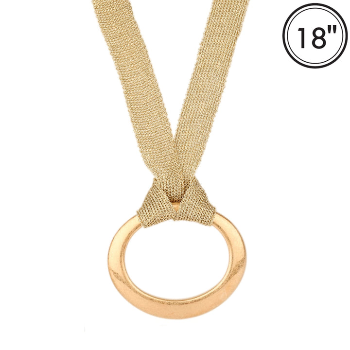 Gold Stretch Strap with Open Oval Charm Necklace