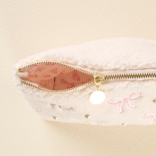 Pink Bow Teddy Pouch
