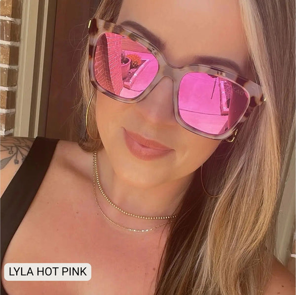 Lyla - Polarized Medium Cat Eye Sunglasses | Hot Pink