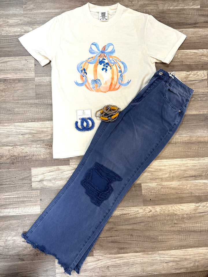 Blue Chinoiserie Pumkin T-Shirt