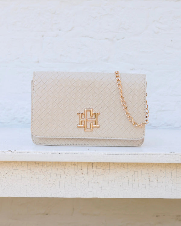 Bryn Clutch/Crossbody Woven| Almond