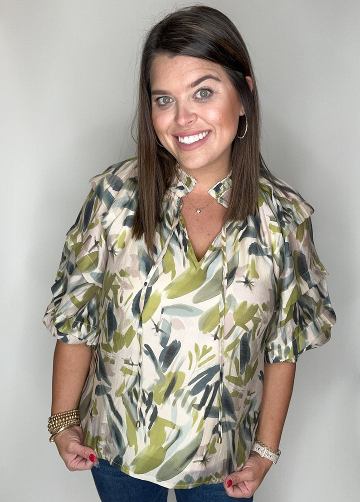 Lively Love Olive Floral Top