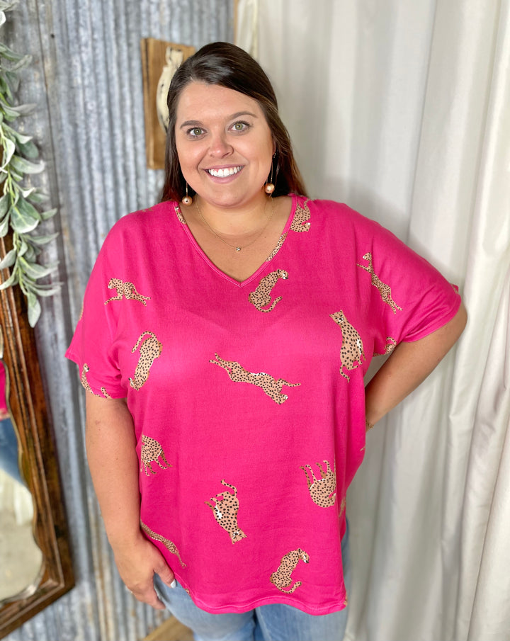 On The Wild Side Top - Fuchsia/Curvy