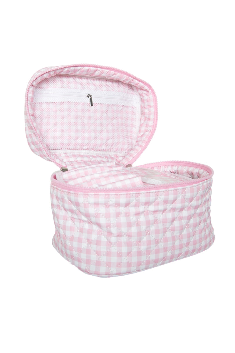 Light Pink Gingham Cosmetic Bag